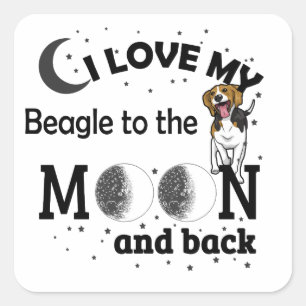 Ik hou van mijn Beagle naar de maan en terug Vierkante Sticker