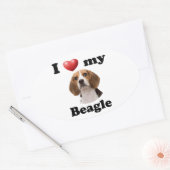 Ik hou van mijn beagle ovale sticker (Envelop)
