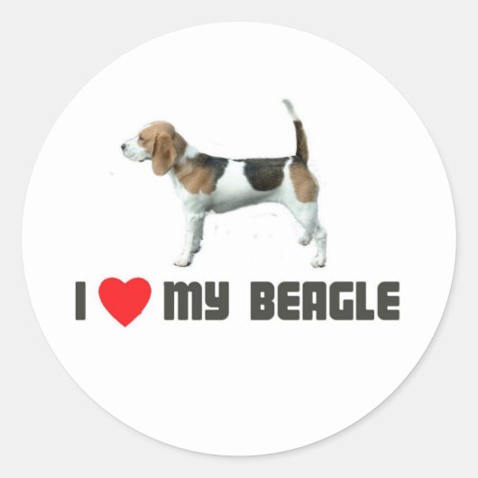 Ik hou van mijn beagle ronde sticker (Voorkant)