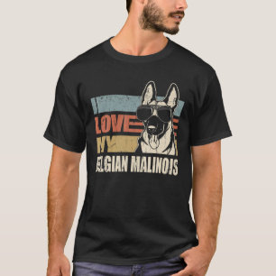 Ik hou van mijn Belgische Malinois Cool Dog  Retro T-shirt