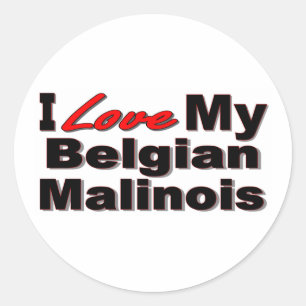 Ik hou van mijn Belgische Malinois Merchandise Ronde Sticker