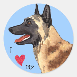 Ik hou van mijn Belgische Malinois Ronde Sticker