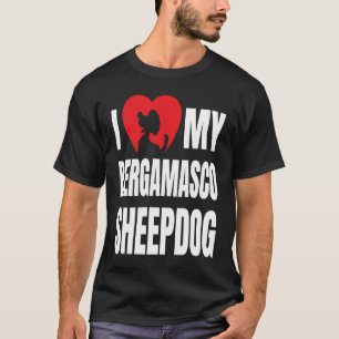 Ik hou van mijn Bergamasco Sheepdog Dog Silhouette T-shirt