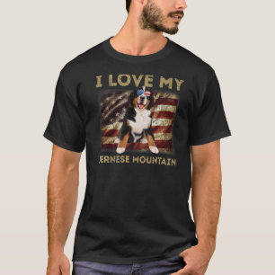 Ik hou van mijn Bernese Mountain pa American Flag T-shirt
