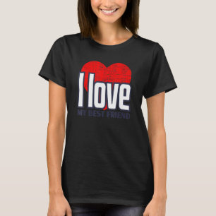 Ik hou van mijn beste vriend Retro Big Heart Match T-shirt