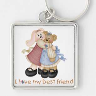 Ik hou van mijn beste vriend Silver Sleutelhanger