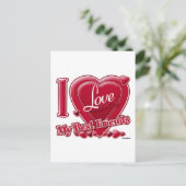 Ik hou van mijn beste vrienden rood - hart briefkaart (Staand voorkant)