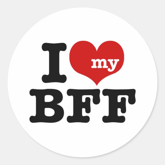 Ik hou van mijn BFF Ronde Sticker (Voorkant)