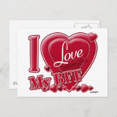 Ik hou van mijn BFF rood - hart Briefkaart (Voorkant / Achterkant)
