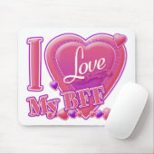 Ik hou van mijn BFF roze/paars - harten Muismat (Met muis)