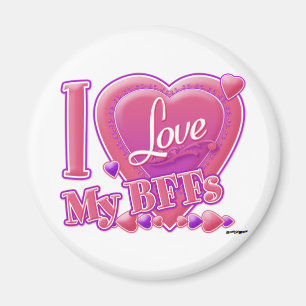 Ik hou van mijn BFF's roze/paars - harten Magneet