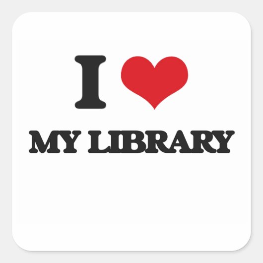 Ik hou van mijn bibliotheek vierkante sticker (Voorkant)