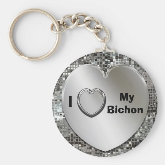 Ik hou van mijn Bichon Heart Keychain (Voorkant)