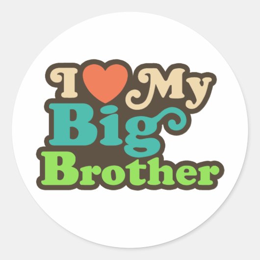 Ik hou van mijn Big Brother Ronde Sticker (Voorkant)