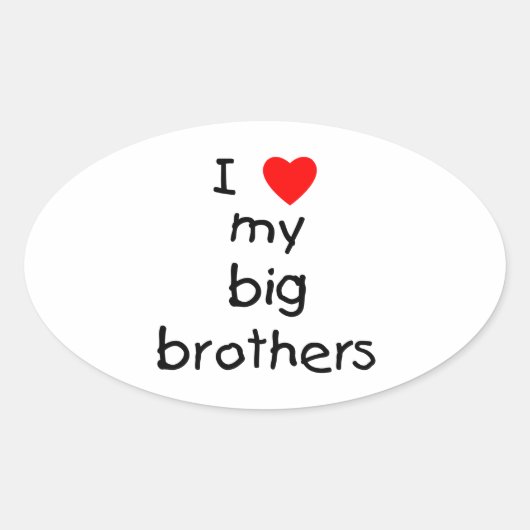 Ik hou van mijn Big Brothers Ovale Sticker (Voorkant)