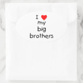 Ik hou van mijn Big Brothers Ovale Sticker (Tas)