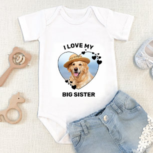 Ik hou van mijn Big Sister Custom Pet Dog Foto Romper
