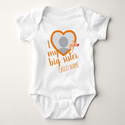 Ik hou van mijn Big Sister Girly Custom Photo and Romper (Voorkant)
