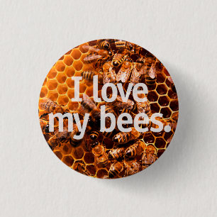 Ik hou van mijn bijen ronde button 3,2 cm