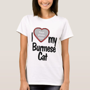 Ik hou van mijn Birmese kat - Cute Heart Photo Lij T-shirt