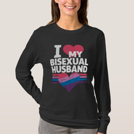 Ik hou van mijn biseksuele man bi trots biseksuele t-shirt (Voorkant)