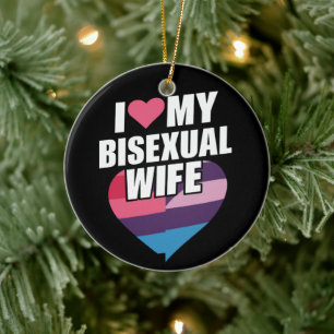 Ik hou van mijn biseksuele vrouw Bi Pride Bisexual Keramisch Ornament