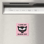 Ik hou van mijn Black Cute Cartoon Cat Magneet (Insitu (Vaatwasser))