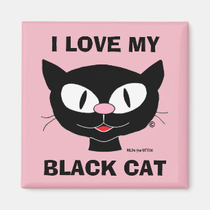 Ik hou van mijn Black Cute Cartoon Cat Magneet