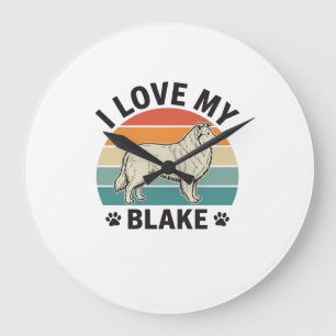 Ik hou van mijn Blake-hond Retro graveerontwerp_1 Grote Klok