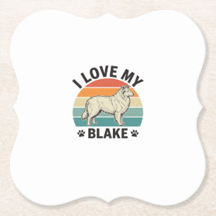 Ik hou van mijn Blake-hond Retro graveerontwerp_1 Kartonnen Onderzetters