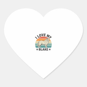 Ik hou van mijn Blake-hond Retro-gravureontwerp_1 Hart Sticker