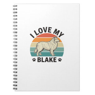 Ik hou van mijn Blake-hond Retro-gravureontwerp_1 Notitieboek