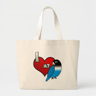 Ik hou van mijn blauwe, gemaskerde kolibrie grote tote bag