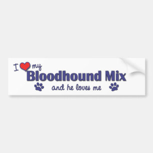 Ik hou van mijn bloedhond Mix (mannelijke hond) Bumpersticker