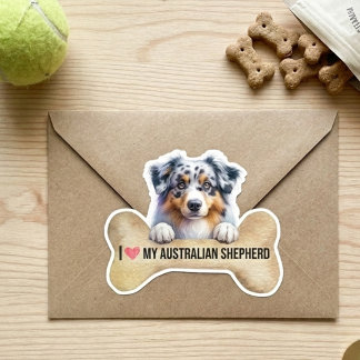 Ik hou van mijn Blue Merle Australian Shepherd Hon Sticker