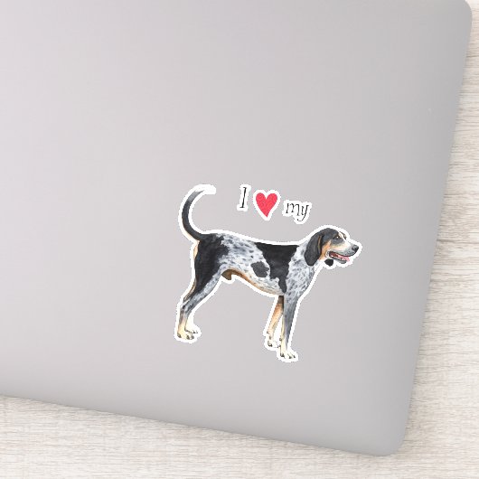 Ik hou van mijn Bluetick Coonhound Vinyl Sticker (Detail)