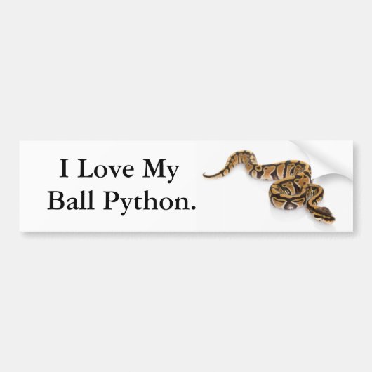 Ik hou van mijn Bolpython. Bumpersticker (Voorkant)
