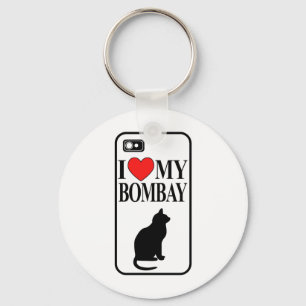 Ik hou van mijn bombay kat sleutelhanger