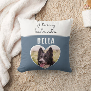 Ik hou van mijn Border Collie-hond Foto in Hart Na Kussen