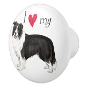 Ik hou van mijn Border Collie Keramische Knop (Rechts)