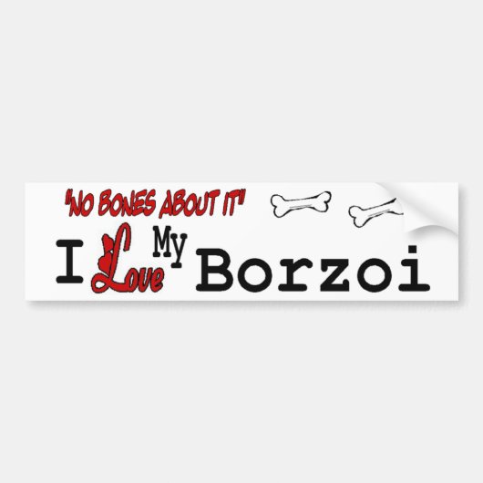 Ik hou van mijn borzoi bumpersticker (Voorkant)