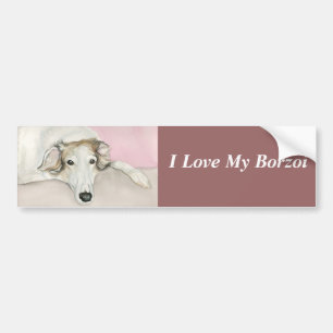 Ik hou van mijn Borzoi Dog Art Bumpersticker