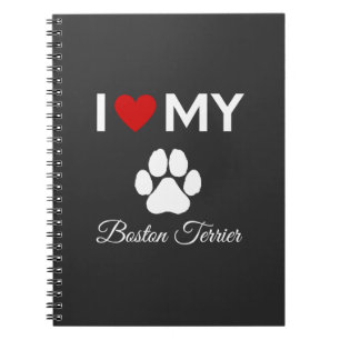 Ik hou van mijn Boston Terrier hond aangepaste tek Notitieboek