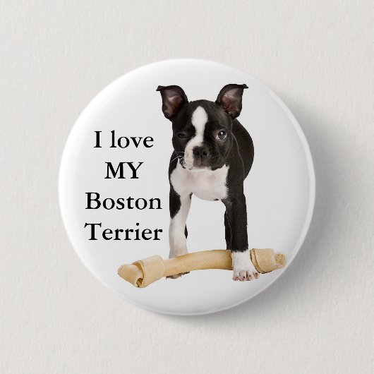 Ik hou van mijn Boston Terrier Ronde Button 5,7 Cm (Voorkant)