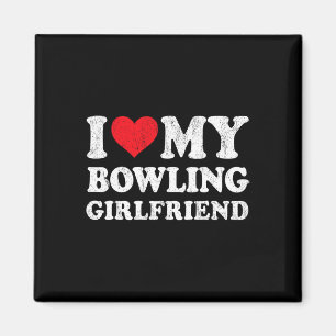 Ik hou van mijn bowling Vriendin Funny Boyfriend V Magneet
