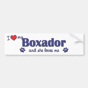 Ik hou van mijn Boxador (Vrouw Dog) Bumpersticker