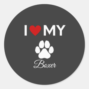 Ik hou van mijn Boxer hond aangepaste naam Ronde Sticker