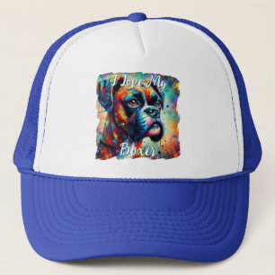 Ik hou van mijn Boxer Pop Art Hond Persoonlijk Trucker Pet