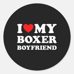 Ik hou van mijn Boxer vriendje Heart Be Boxe atlee Ronde Sticker