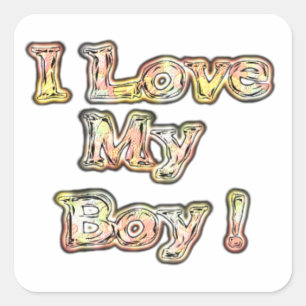 Ik hou van mijn Boy Design Cool Collectie tekst Vierkante Sticker